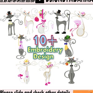 10 Floral Cat embroidery design - Animal embroidery designs machine embroidery pattern - Kitten embroidery file - Baby Cat embroidery pack