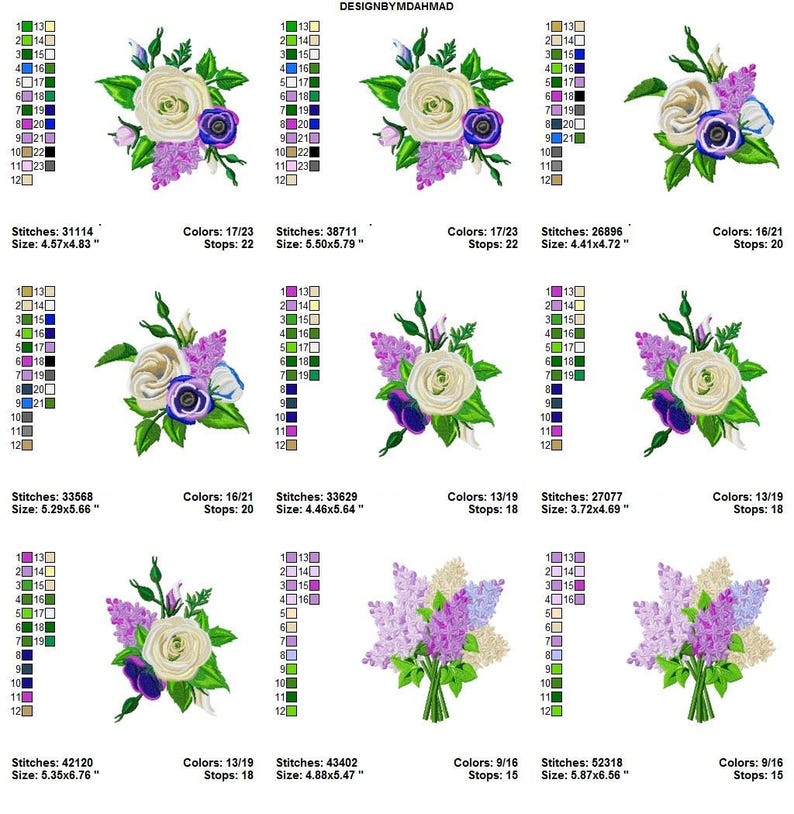 4+ Lavender Embroidery Design Bundle - Flower Floral Botanical ...