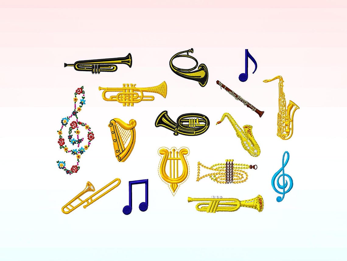 Embriodry Instruments Music Instruments Embroidery Design Bundle - Saxophone Embroidery ...