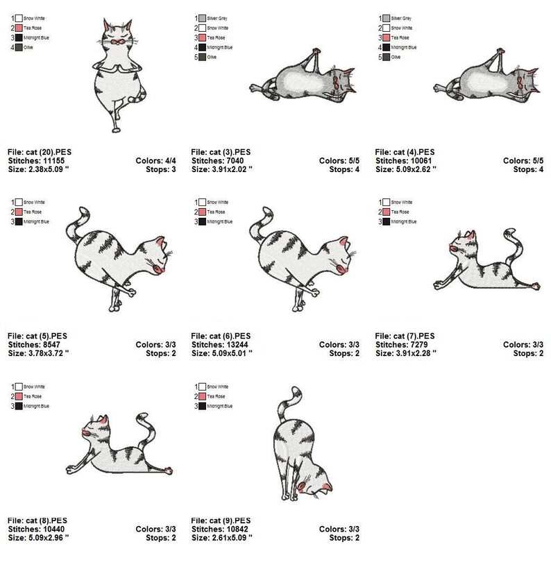 Playing Cat Embroidery Design Bundle - Woodland Animal Embroidery ...