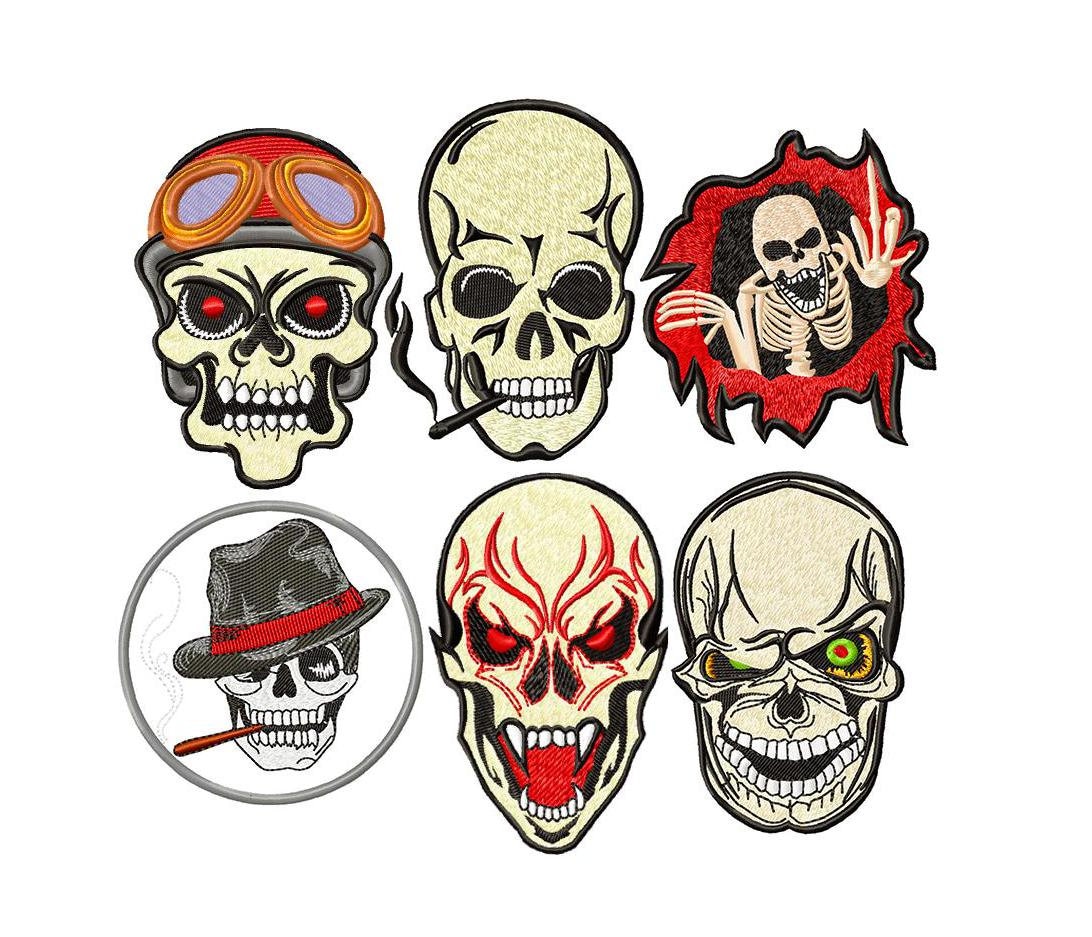 6+ Skull Monogram Embroidery Design Bundle - Skeleton Embroidery