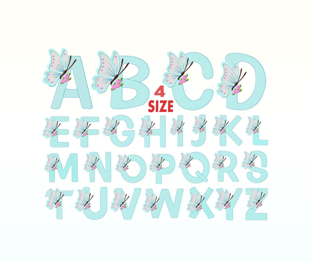 Butterfly Alphabet Embroidery Design Bundle - Butterfly Font Embroidery ...