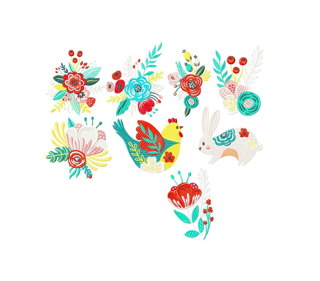 Easter Embroidery Design Bundle - Botanical Flowers Embroidery Designs ...