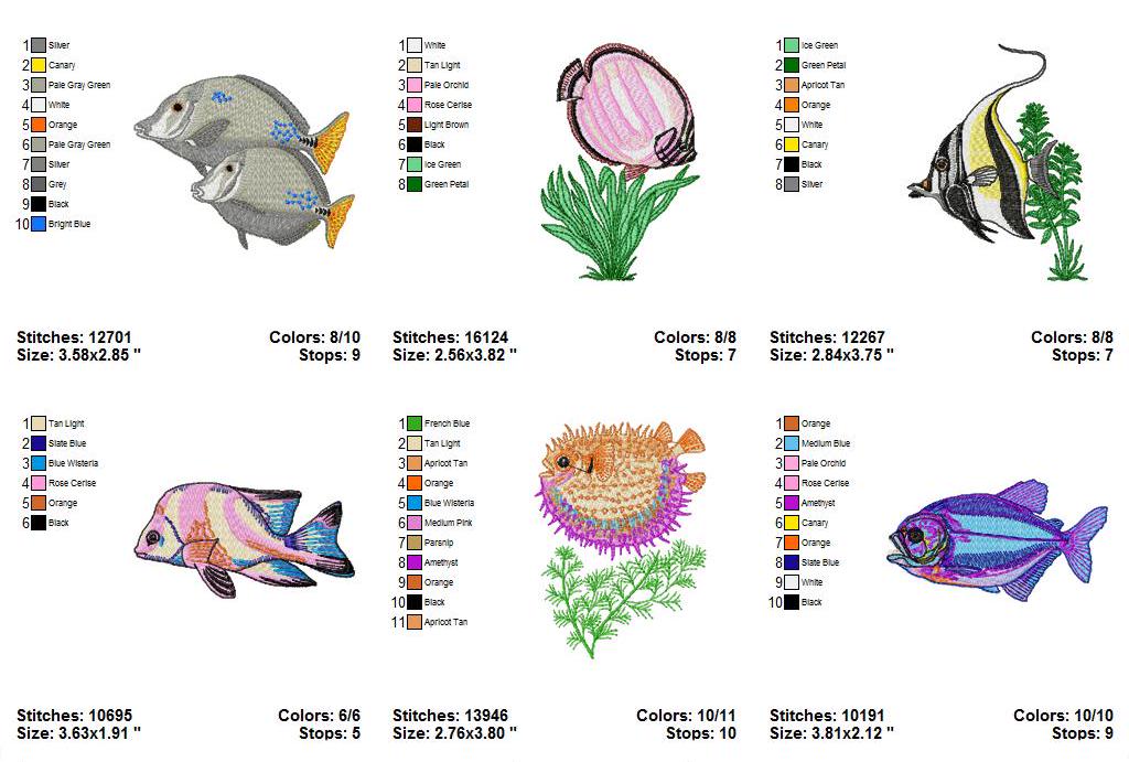 Fish Embroidary Pattern 20+ Tropical Fish Embroidery Design Bundle - Sea Creature Embroidery ...