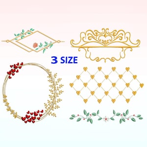floral Wreath Frame embroidery design bundle - floral Baroque frame embroidery designs machine embroidery pattern - border embroidery file