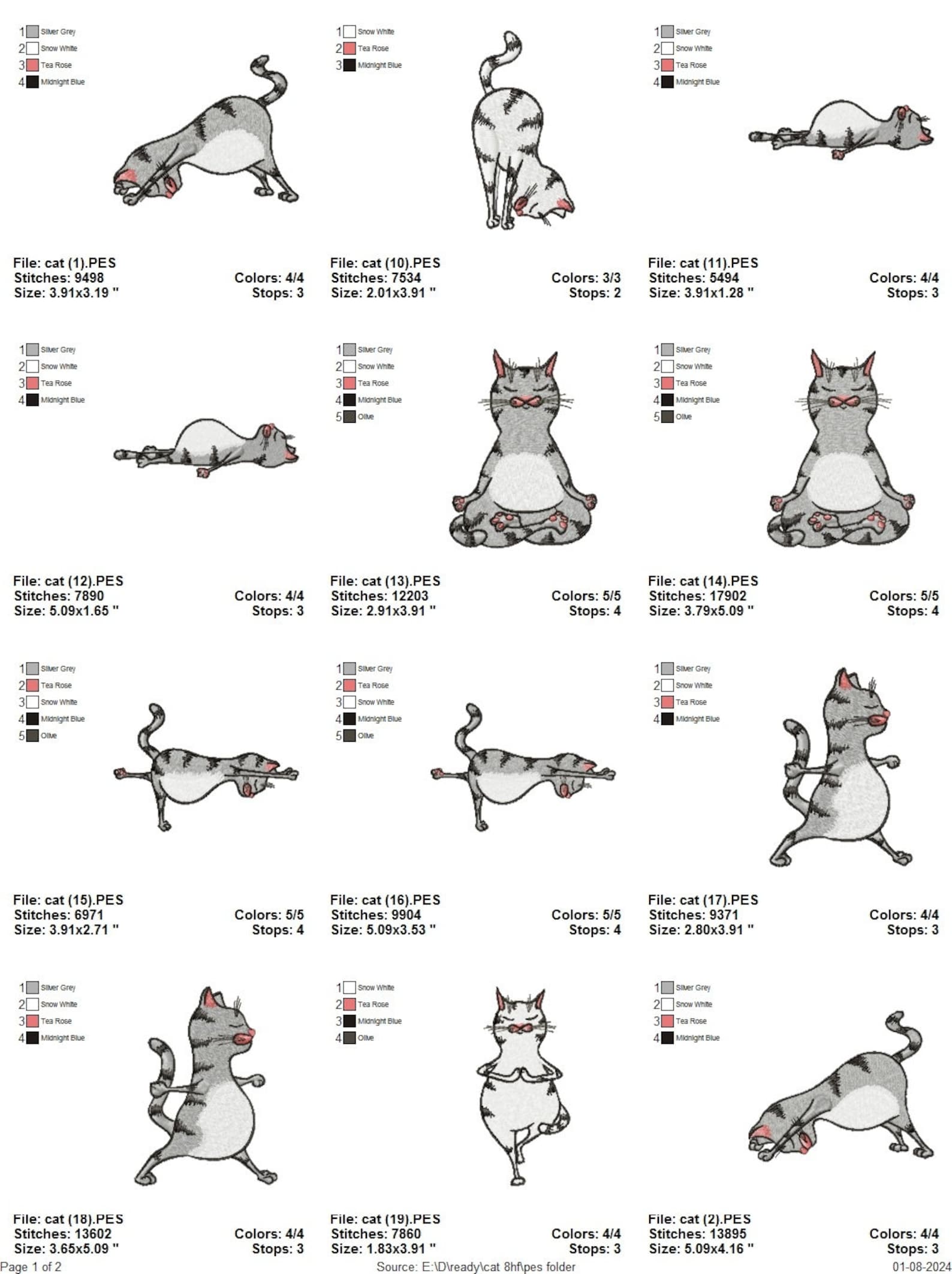 Playing Cat Embroidery Design Bundle - Woodland Animal Embroidery ...