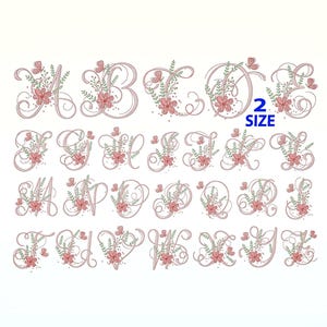 design de bordado de alfabeto floral - Desenhos de bordado de fonte floral Padrão de bordado à máquina - bordado de letras de borboleta
