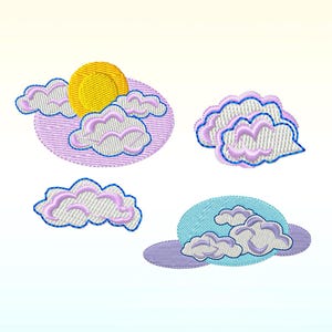 cloud embroidery design bundle - Sky embroidery designs machine embroidery pattern - Sun embroidery file - rain embroidery design - moon pes