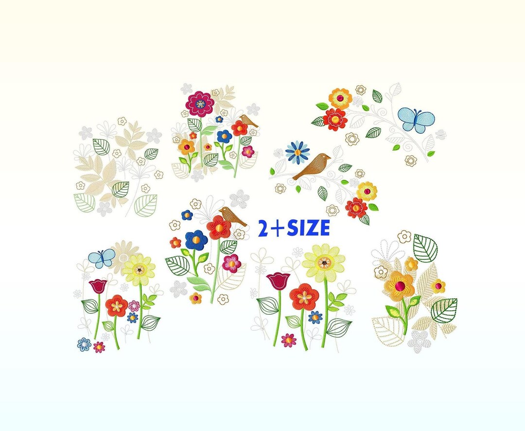 Spring Season Flowers Embroidery Design Bundle - Spring Garden ...
