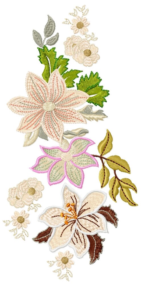 Floral Flowers Embroidery Design Set - Wildflower Embroidery Designs ...