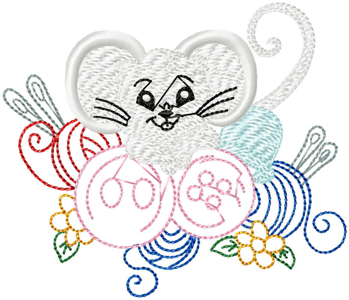 Sewing Mice Embroidery Design Bundle - Sketch Stitch Flower Embroidery ...