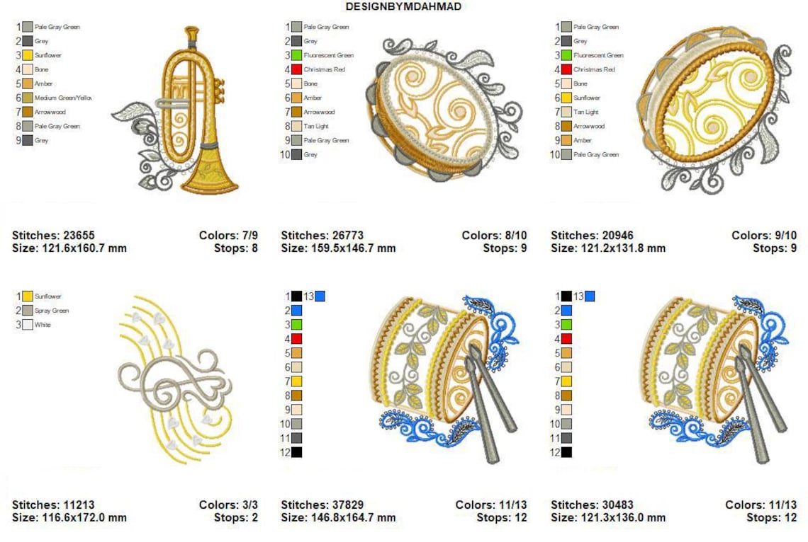 Embriodry Instruments Musical Instrument Embroidery Design Bundle - Drum Embroidery Designs ...