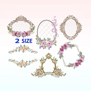 flower frame monogram embroidery design bundle - flower wreath Frame embroidery designs machine embroidery pattern - baroque embroidery file