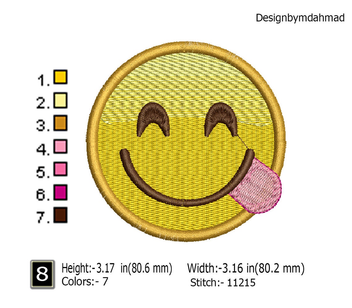 Buy 8 Types Emoji Embroidery Design Set Emoticon Machine Embroidery
