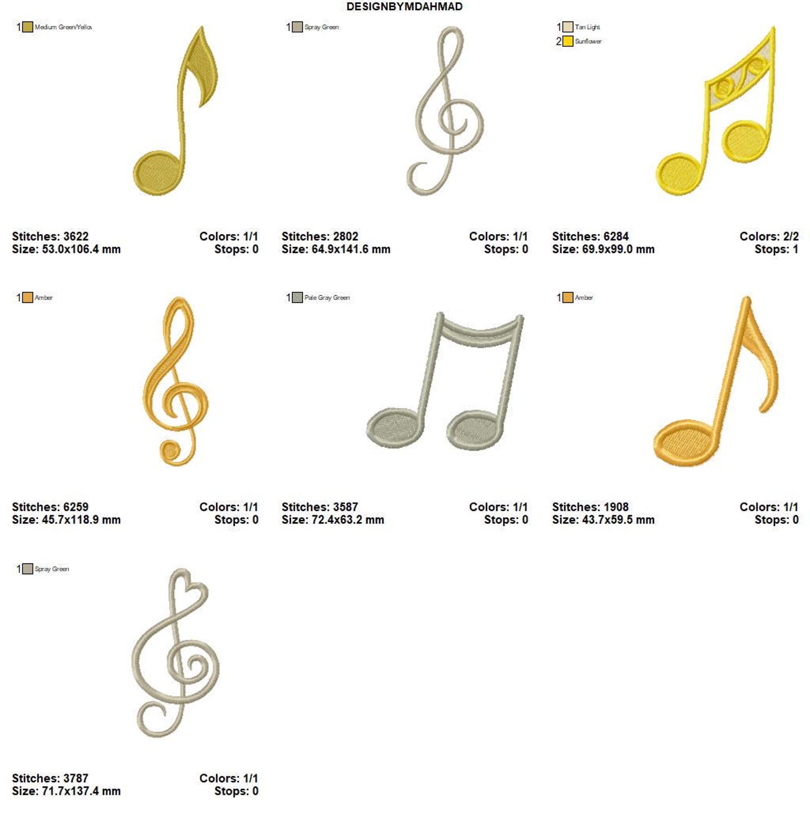 Music Note Embroidery Design Bundle - Music Instruments Monogram ...