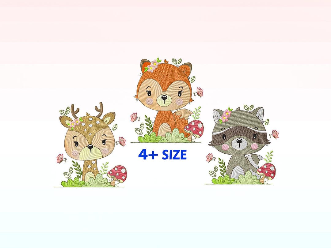 Woodland Animal Embroidery Design Bundle - Deer Embroidery Designs ...