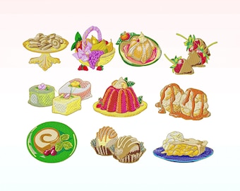baked Cake embroidery design bundle - Pastries embroidery designs machine embroidery pattern-food embroidery file-kitchen embroidery designs