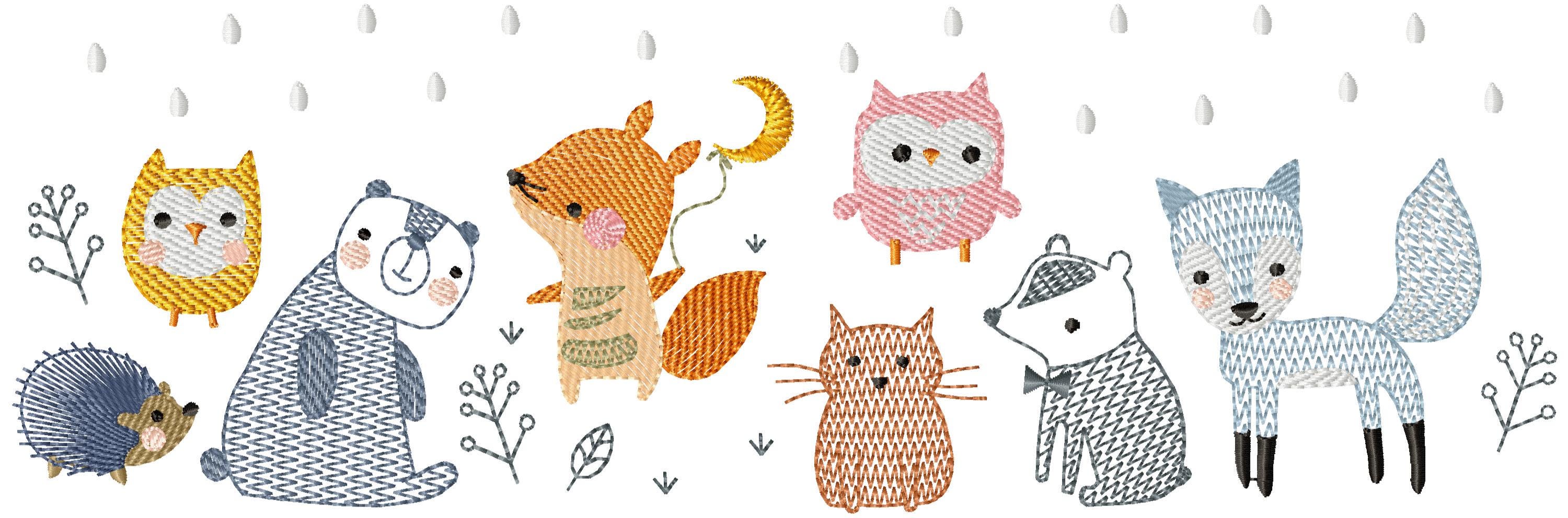 Cold Animal Embroidery Design Bundle - Forest Woodland Animal ...