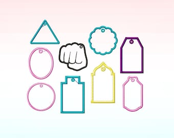 Key Tag embroidery design bundle - Snap tab key Fob embroidery designs machine embroidery pattern applique  - tag tag shape embroidery file