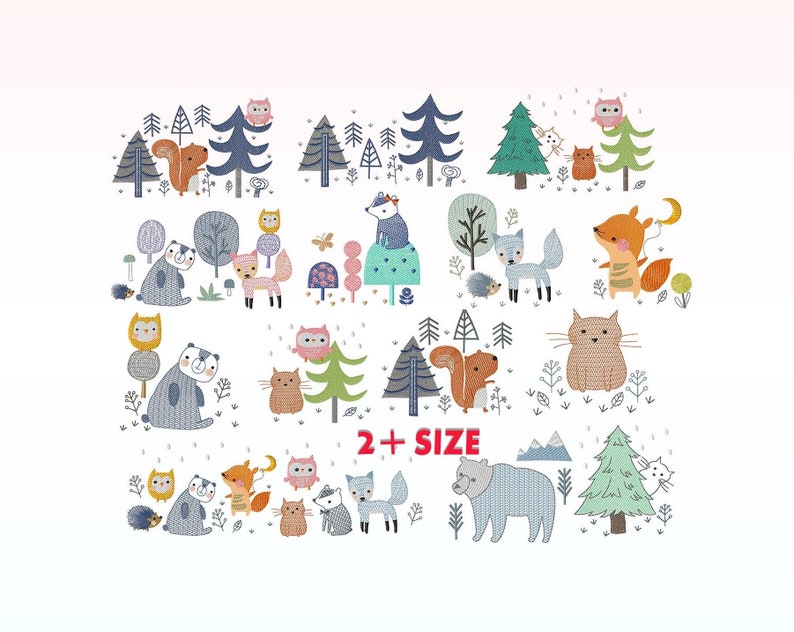 Cold Animal Embroidery Design Bundle - Forest Woodland Animal ...
