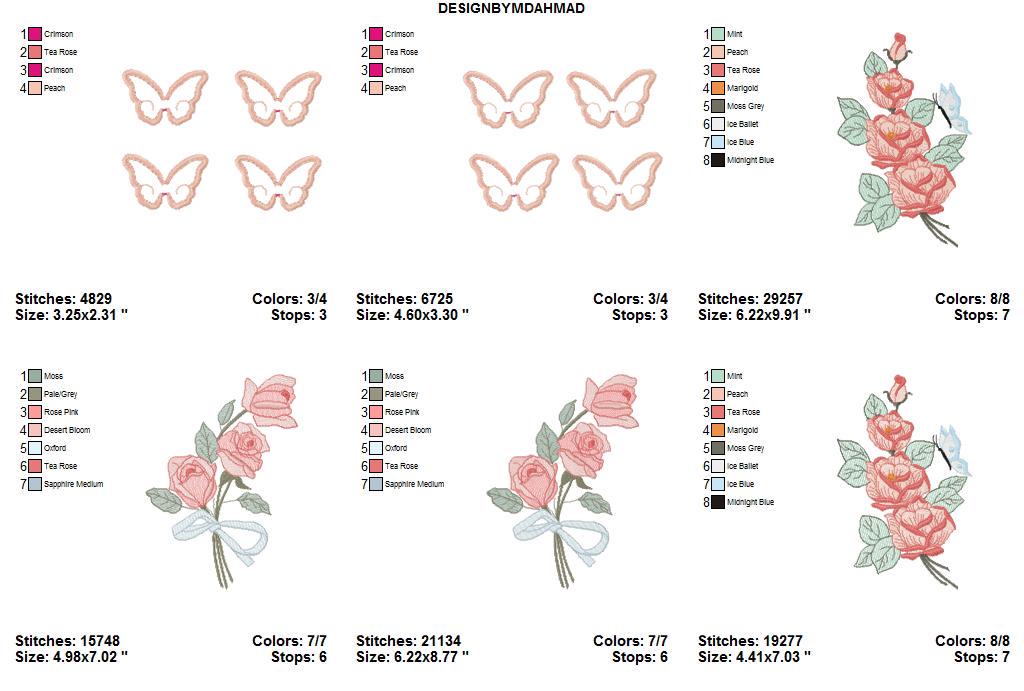 Rose Flower Embroidery Design Bundle - Rose Wreath Embroidery Designs ...