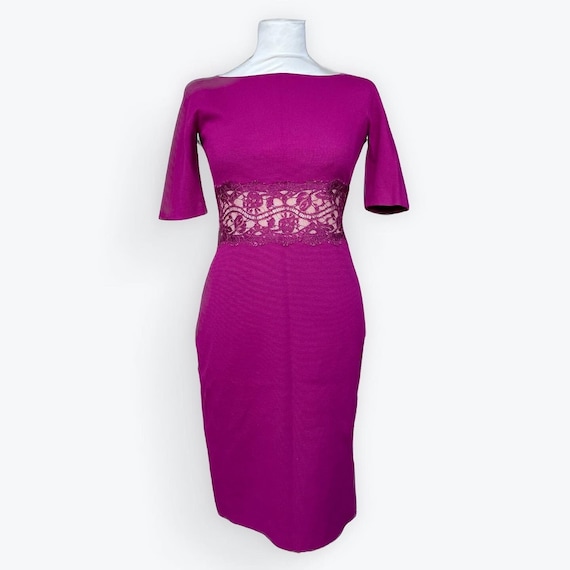 open lace back dress Emilio Pucci Pink Blue Long Sleeve Jersey Butterfly Grasshopper Print