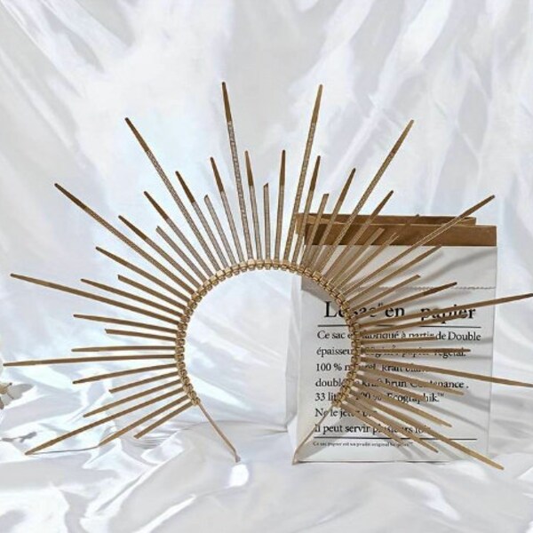 Diadema con corona para el sol, accesorios para el cabello de boda, Festival, Reina del sol, Cosplay