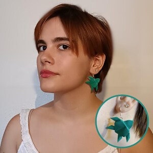 Tortugas Marinas, pendientes de origami, plata de ley 925