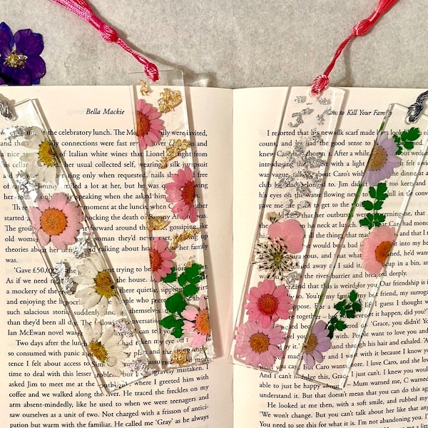 Handmade floral resin bookmarks