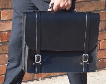 Classic Black Leather Briefcase, Black Leather Briefcase, Men's Briefcase, Office Bag, Men's Crossbody Bag, Leather Briefcase