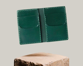 Vertical Leather Wallet, Green Leather Wallet, Leather Wallet, Leather Wallet, Leather