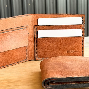 Cartera de cuero / Cartera de hombre / Cartera de cuero marrón / Cartera de cuero clásica personalizada / Cartera de cuero hecha a mano