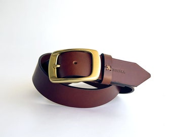 Cinturón Clásico Marrón, Cinturón De Piel Para Hombre, Clasic Brown Belt, Cinturón Ancho De Piel, Cinturón Con Hebilla De Latón, Leather