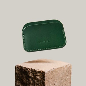 Porta carte in pelle verde, portafoglio in pelle verde, portafoglio piccolo, piccolo porta carte marrone, portafoglio in pelle, pelletteria, custodia per carte