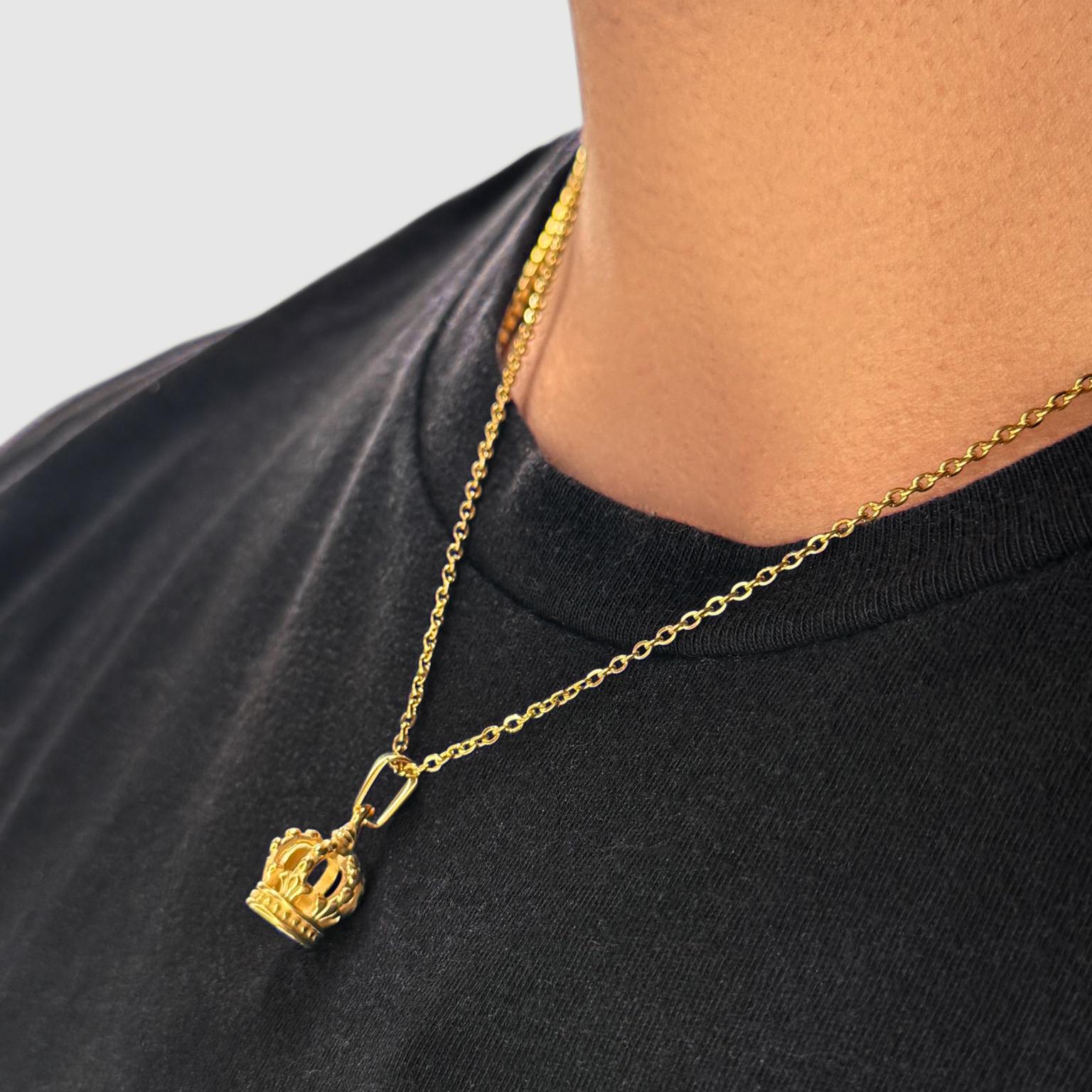 King and Queen Crown Necklace & Pendant, 18K Gold Royal Couple Pendant ...