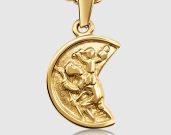 Collar con colgante roto de San Cristóbal, medalla religiosa de oro de 18 quilates, joyería católica cristiana y Jesús, collar de oro de San Cristóbal, 20 pulgadas.
