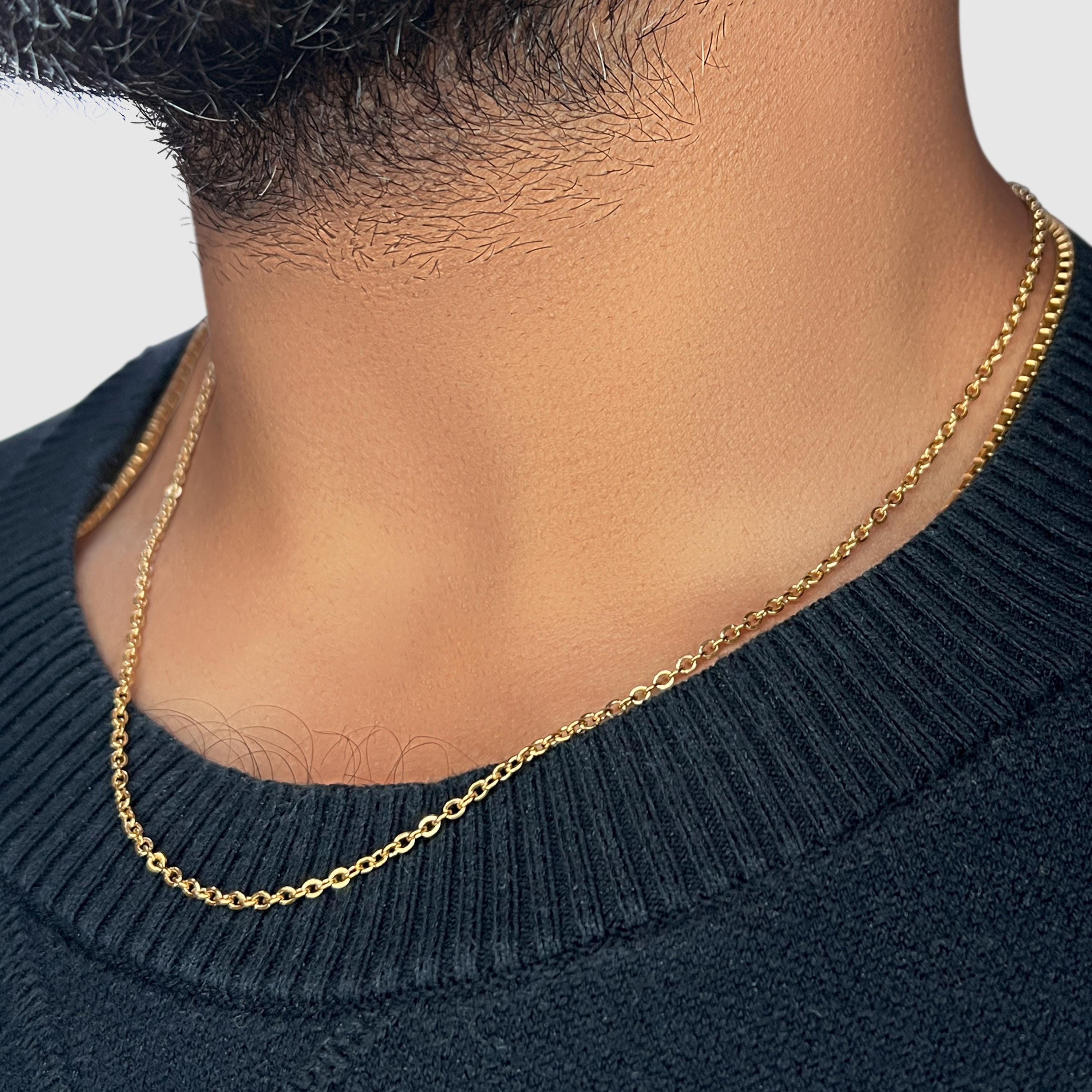 18Kゴールドオーバルリンクチェーンネックレス 20インチ、ロロケーブル