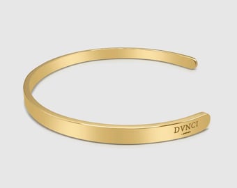 Men’s Cuff Bracelet, 18K Gold Minimalist Cuff Bangle, 4MM Elegant Gold Bangle for Men, Modern Gold Cuff Bracelet, Luxury Men’s Jewelry