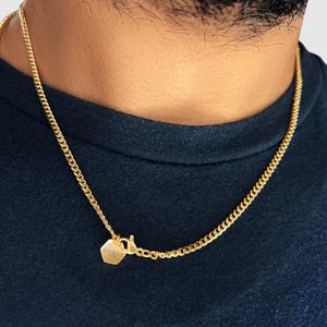 Collier chaîne à maillons cubains en or 18 carats pour homme, chaîne gourmette Miami 3 mm 20 po. | Chaîne en or minimaliste | Bijoux de luxe pour hommes | Collier en or classique