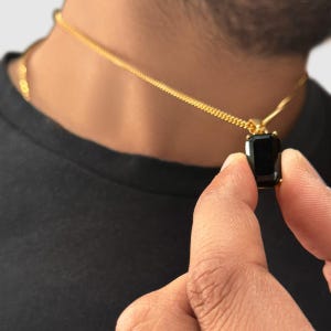 Black Onyx Pendant Necklace 18K Gold, Natural Stone Jewelry for Men & Women, Gold Onyx Necklace, Lucky Gemstone Charm, 20” Chain – DVNCI