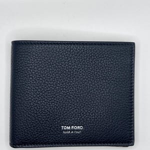 Cartera de diseño Tom Ford en negro y verde lima, tarjetero de lujo para hombre, 100 % auténtica con etiquetas, billetera de cuero premium para hombre, única.