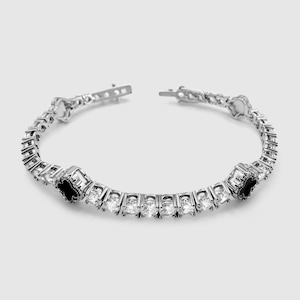 Four Leaf Clover Tennis Bracelet 7” For Men & Women | 18k White Gold Four Leaf Clover Bracelet With Diamonds - Lucky Talisman Jewelry