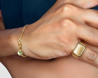 Men's 18K Gold Pinky Ring, Signet Minimalist Gold Ring, Chunky Men’s Gold Ring, Men’s Pinky Ring, Gold Minimalist Ring,Men’s Statement Ring