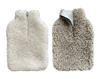 Sheepskin Hot Water Bottle Cover in Wool White or Stone Grey - melkhomeware