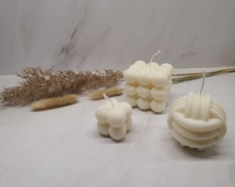 Set Di 2 Candele A Bolle - Bianco E Marrone - Decorazione Profumata Per La Casa
