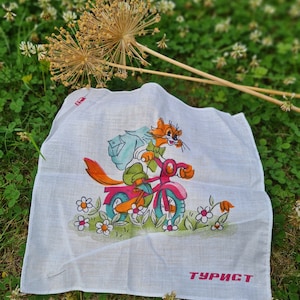 Pañuelo de dibujos animados para niños vintage, pañuelos 100% algodón, estornudos de guardería para bebés, pañuelos retro sostenibles, pañuelos reutilizables lavables