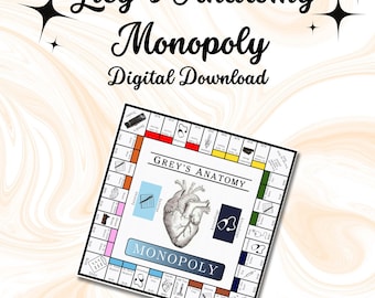 Grey's Anatomy Themed Board Game Digital Download