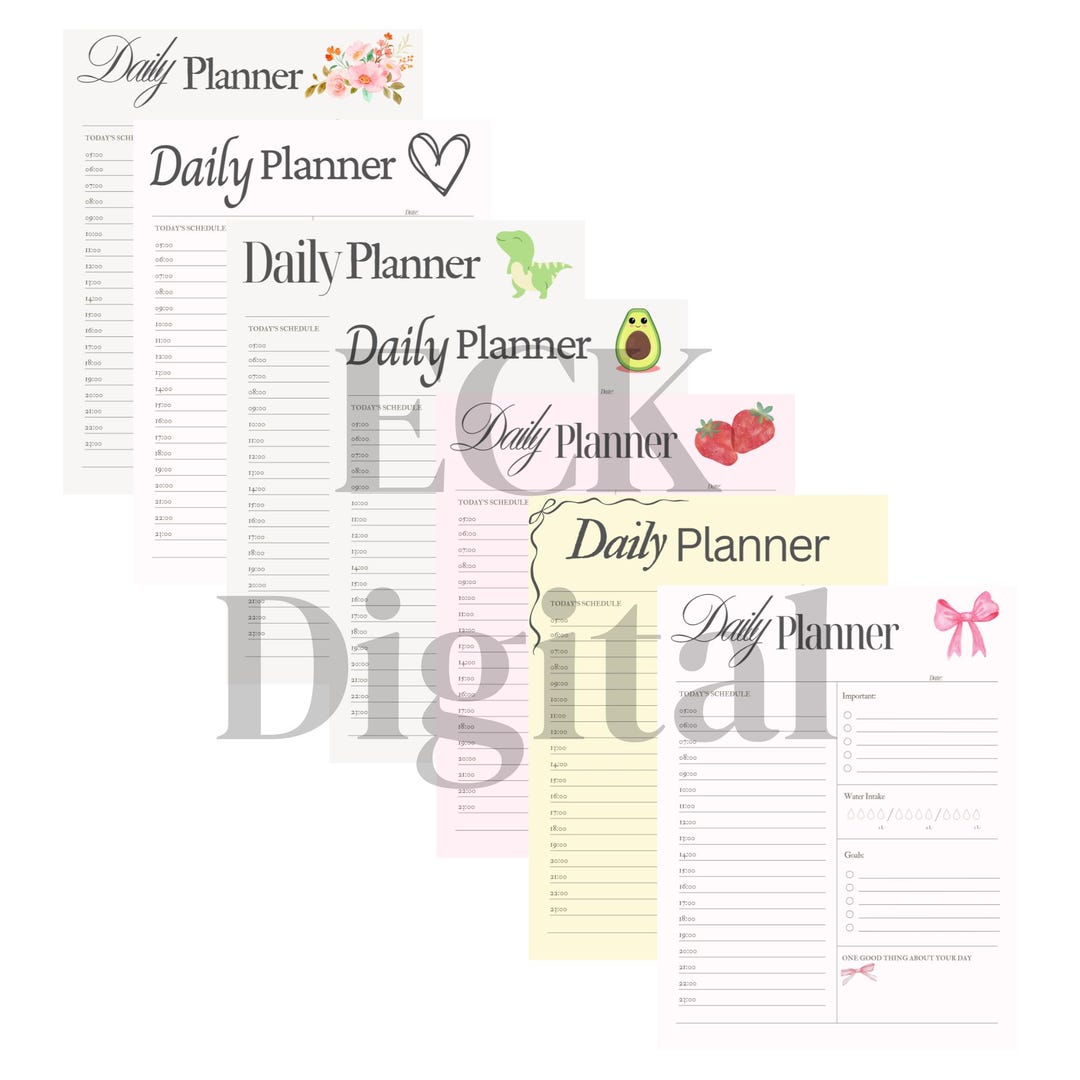 Digital Download Printable Daily Planners Bundle Pack With 7 Designs - Etsy