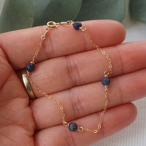 Sapphire Bracelet, 14k Gold Filled Layering Bracelet, Tarnish Free Handmade Bracelet, Healing Gemstones, Gift for Her