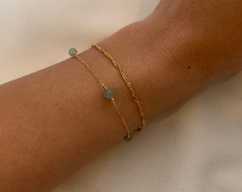 Minimalistic 14k Gold Filled Wave Chain Bracelet, Singapore Chain Bracelet, Twist Chain Layering Bracelet, Gift for Her